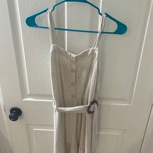 Cream Ruffled Dress with Belt